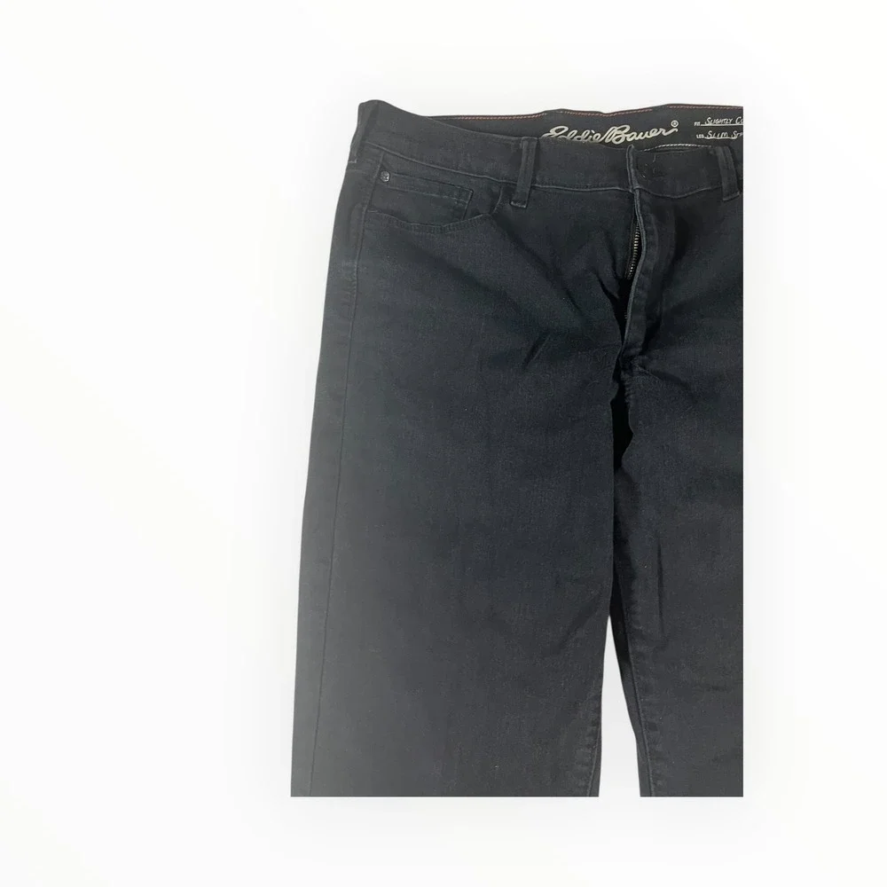 Eddie Bauer Women's Black Curvy Fit Straight Leg Jeans Size 14 - Picture 6 of 16